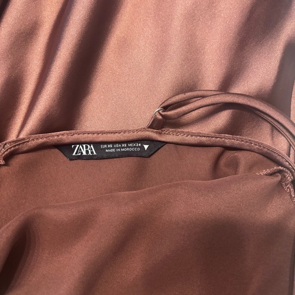 Zara Copper Satin Dress. Size XS. - Picture 9 of 11